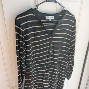 Jones New York Black and Tan Striped Women's Top